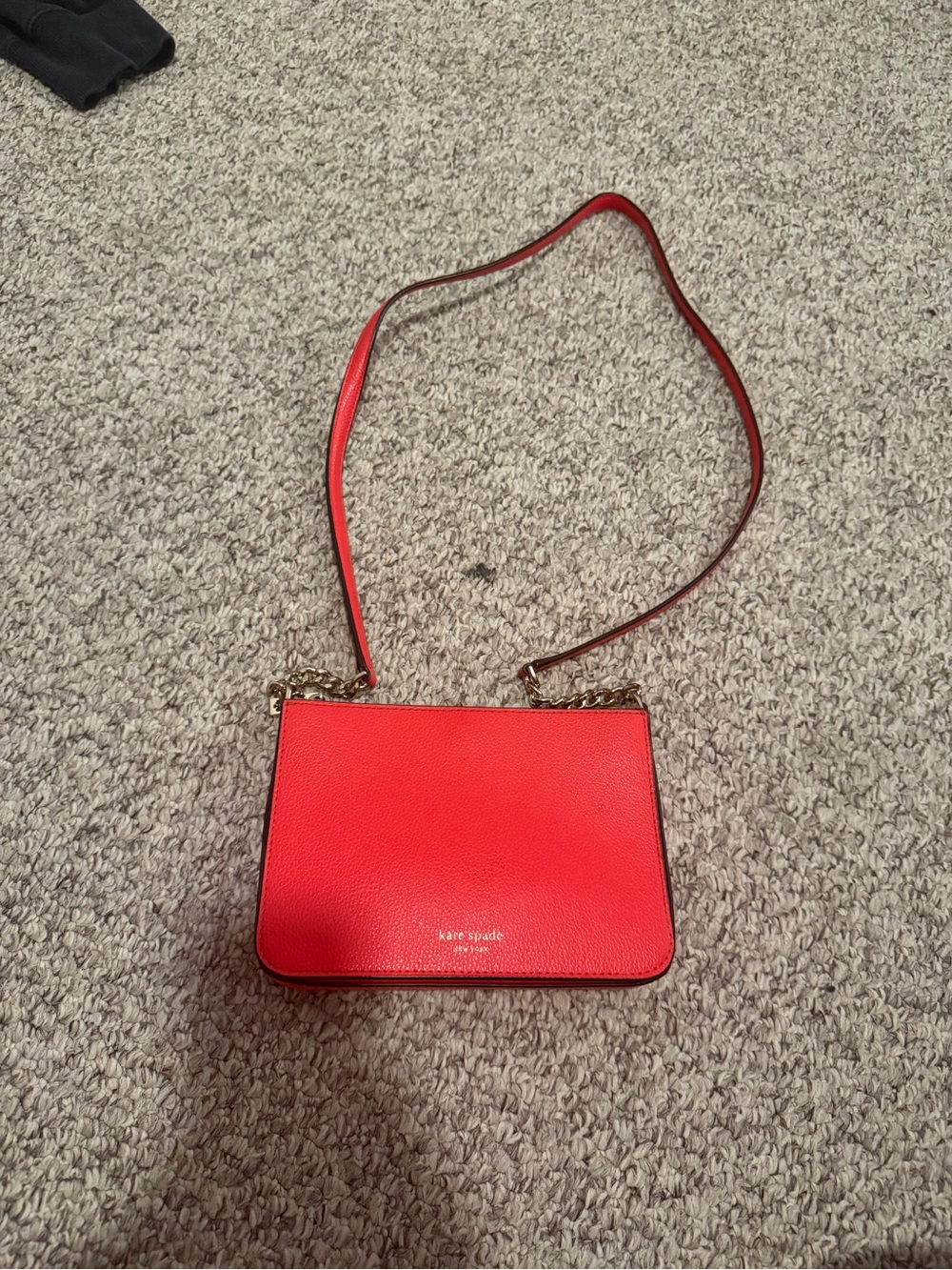 kate spade Red Leather Crossbody with Gold Chain Trim
